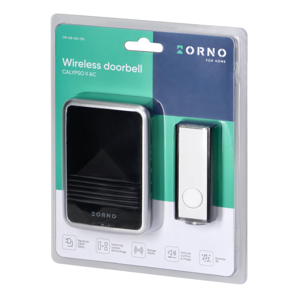 CALYPSO II AC wireless mains-powered doorbell with learning system, 36 sounds, 300m CALYPSO II AC wireless mains-powered doorbell with learning system, 36 sounds, 300m
